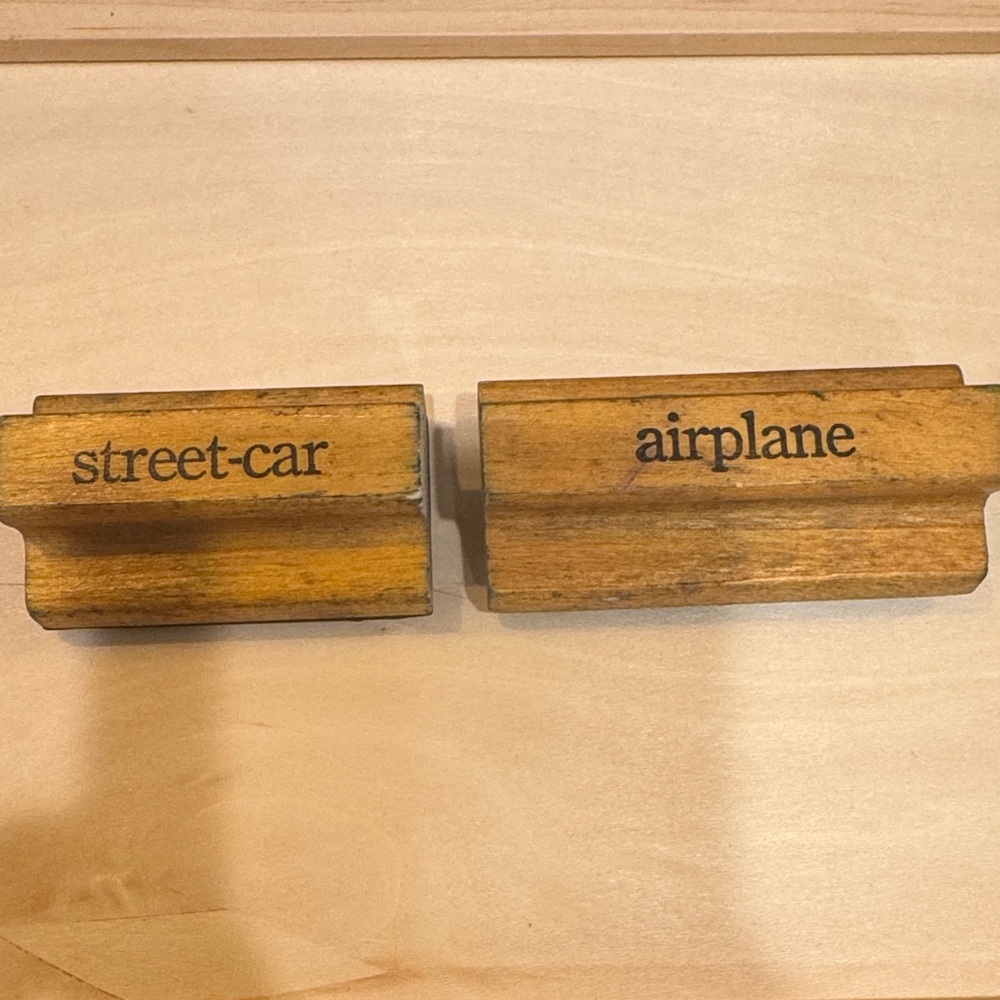 Vintage Wooden Street-Car and Airplane Blocks